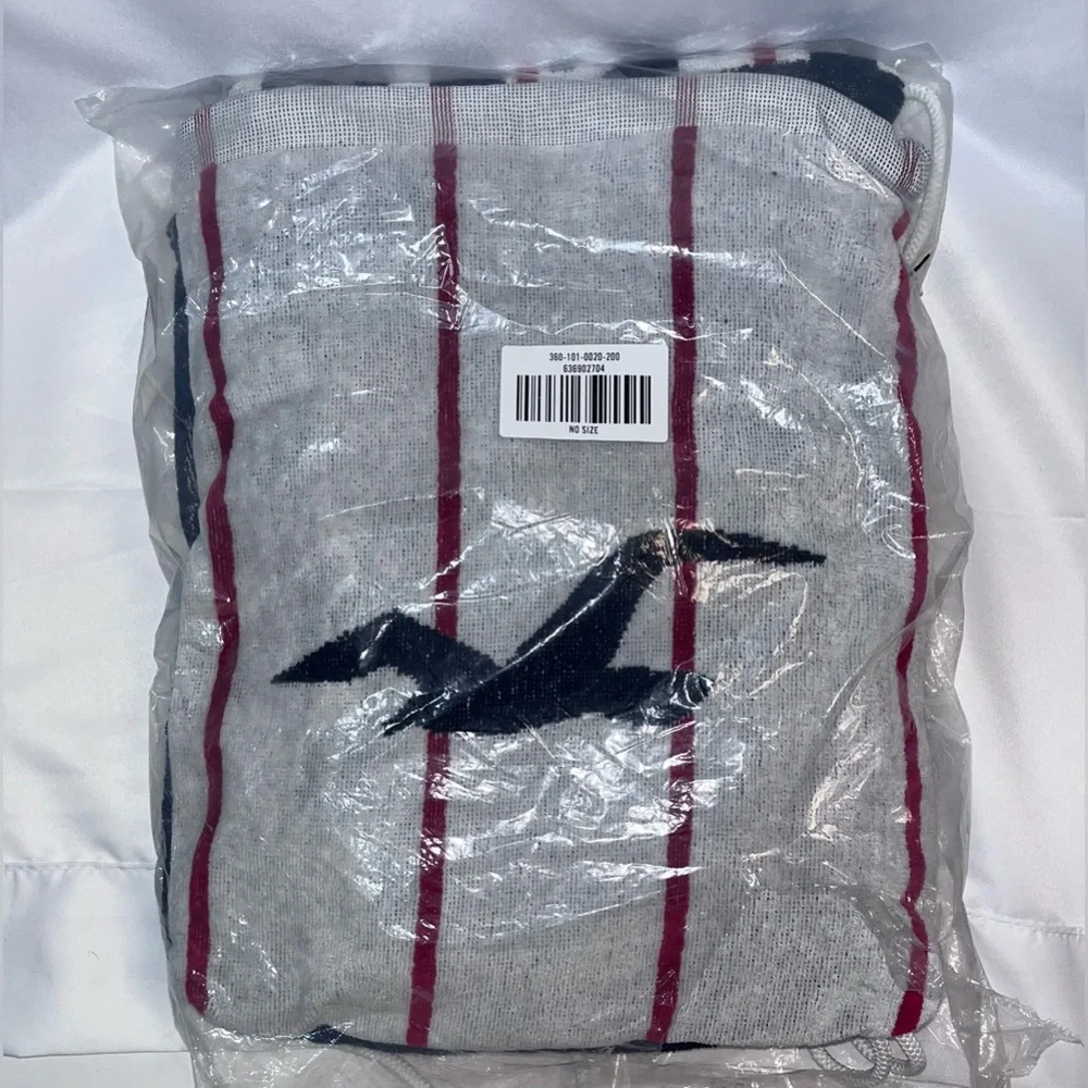 Rare Special Edition Hollister Backpack Beach Towel 59x30 White Red Blue. Cotton
